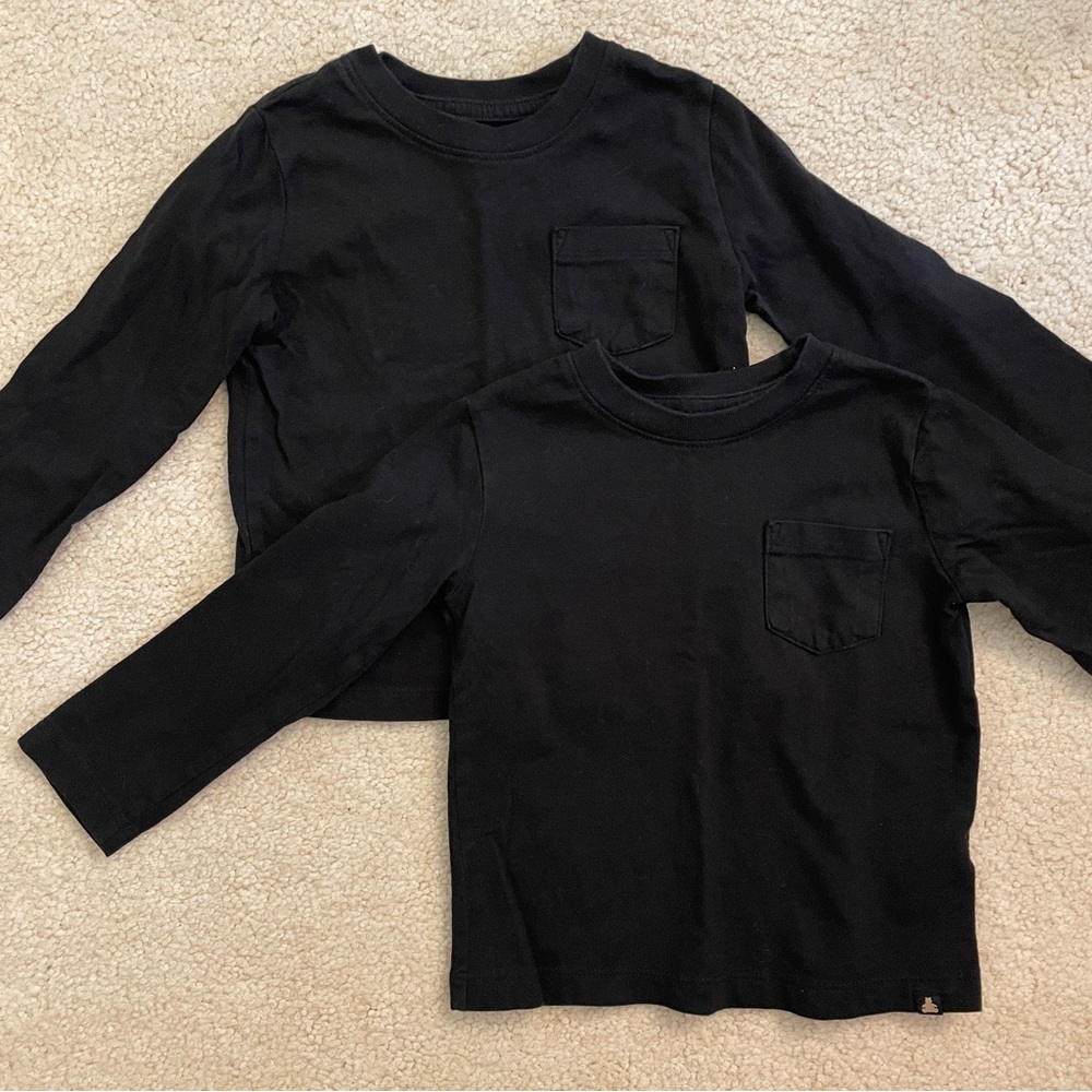 GAP toddler black long sleeve pocket tees